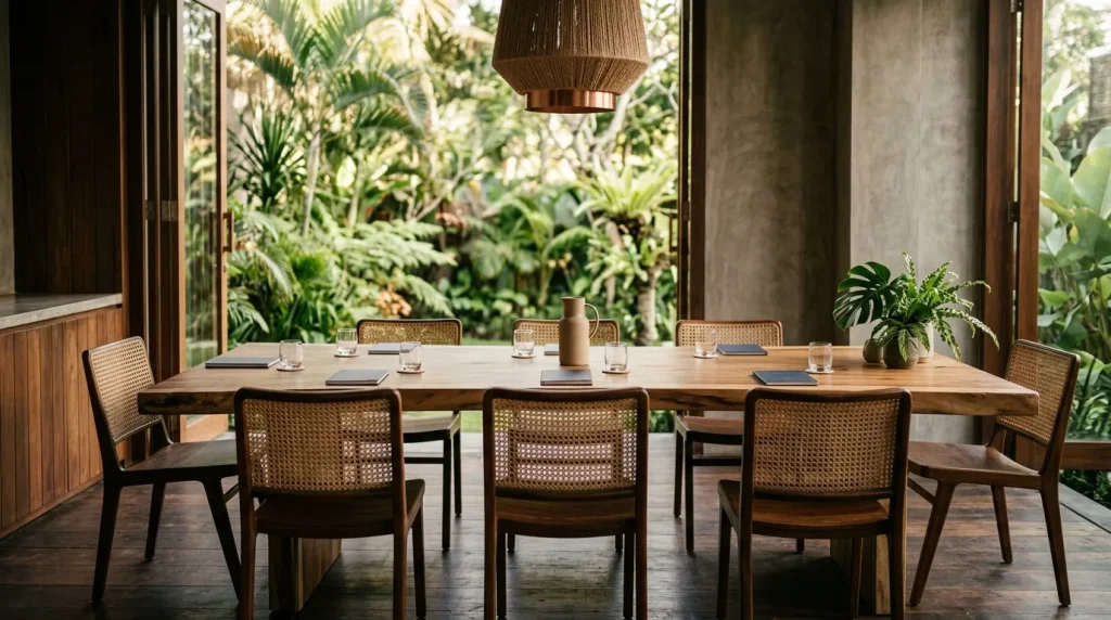 A relaxed meeting or coworking space setting in Bali